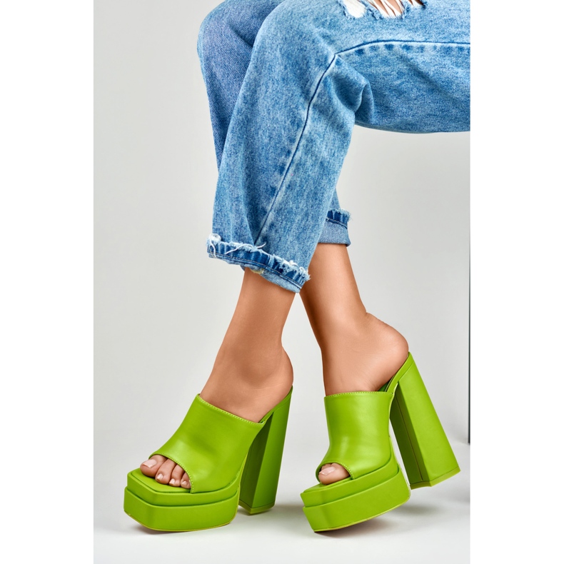 Lime high heel slides from Evelyn green 1