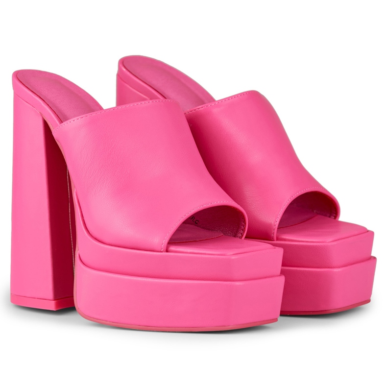 Pink high heel sliders from Evelyn 1