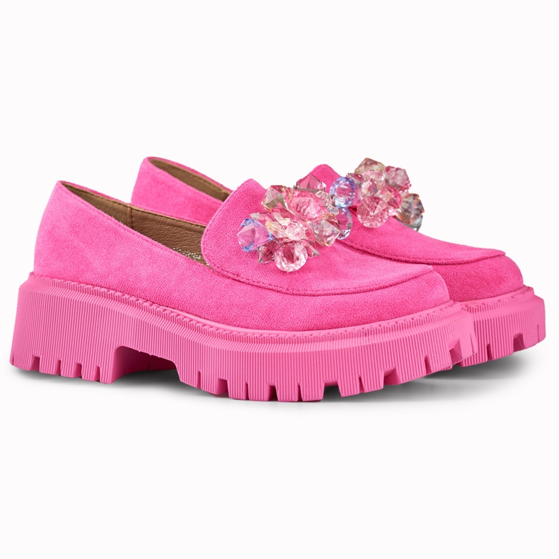 Pink loafers with beads 1
