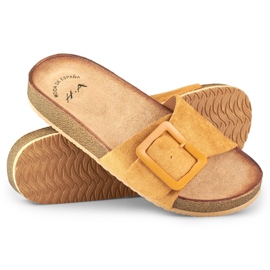 Women's caramel sandals with a buckle brown 1