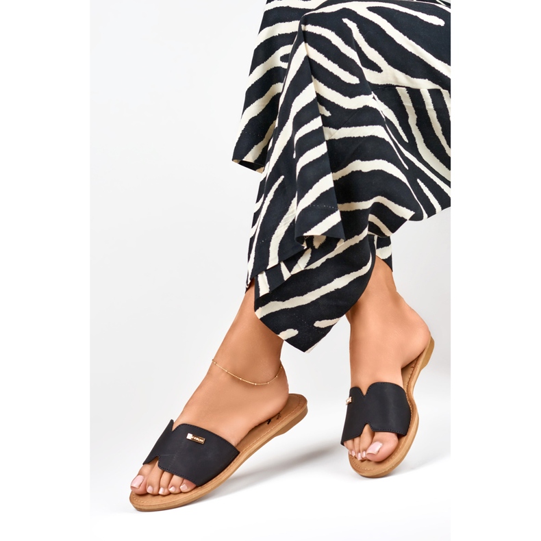 Denly women's classic flat slippers black 1