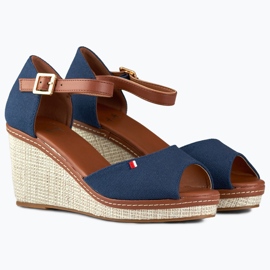 Women's navy blue wedge sandals from Tomm 1