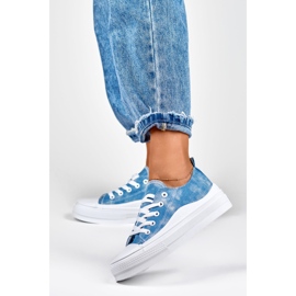 Women's denim sneakers on the platform blue 2