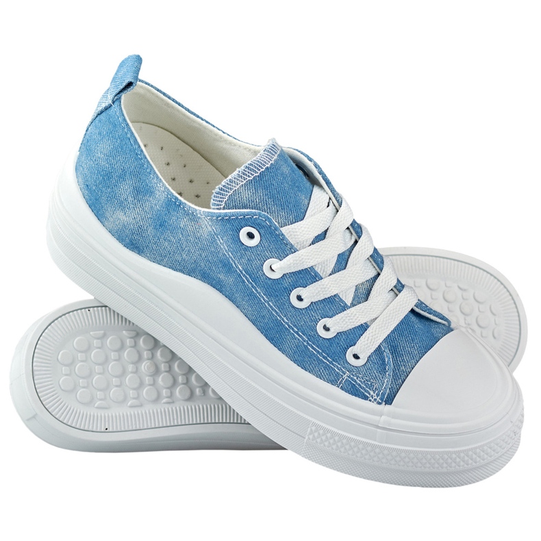 Women's denim sneakers on the platform blue 1