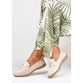 Women's openwork shoes with a silver gloss beige 2