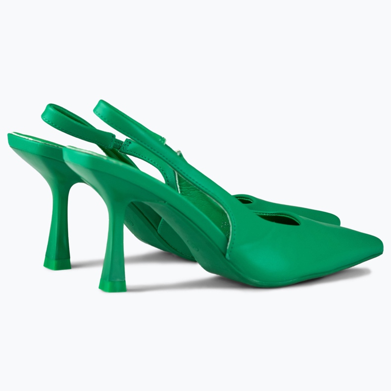 Green pumps with an open heel 1