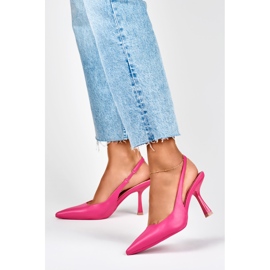 Pink pumps with an open heel 2