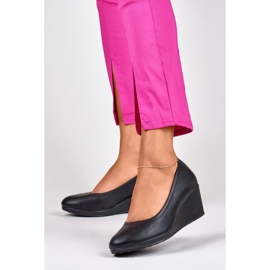Black pumps on the wedge made of eco-leather 2