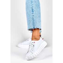 Women's leather white sports shoes 2