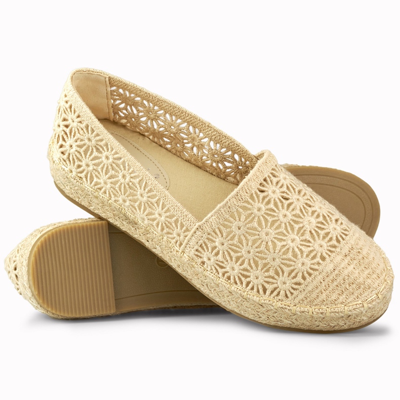 Women's lace beige espadrilles 1