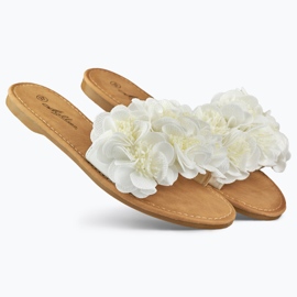 Women's flat flower slippers white 1