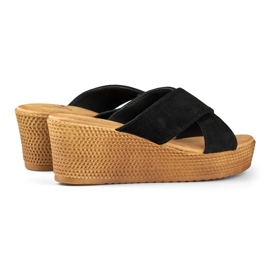 Women's black wedge slippers 1