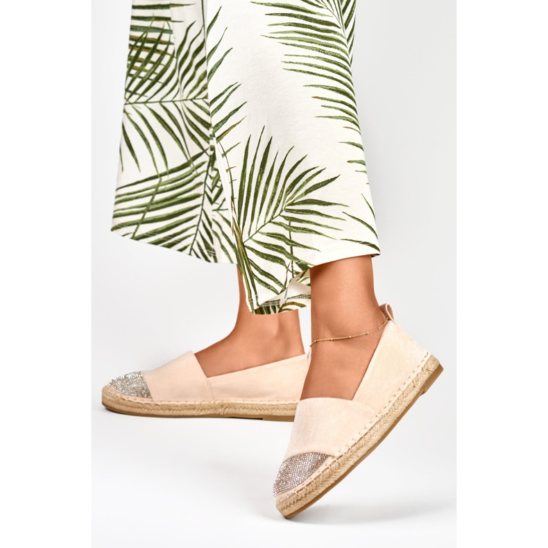 Women's beige espadrilles with a sequin toe 2