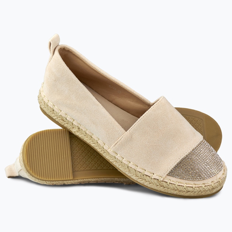 Women's beige espadrilles with a sequin toe 1