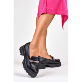 Women's black ecological leather loafers 2