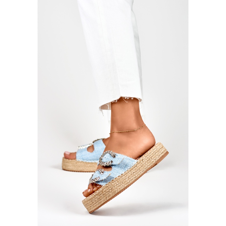 Women's espadrilles with decorative buckles blue 2