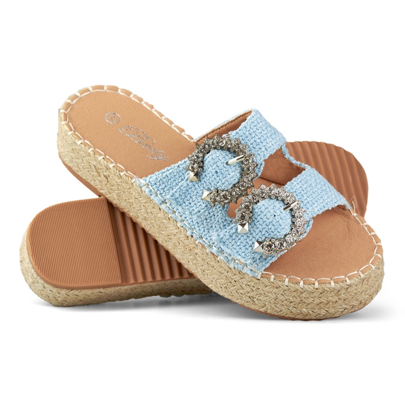 Women's espadrilles with decorative buckles blue 1
