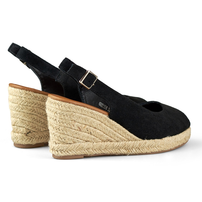 Women's black suede wedge espadrilles 1