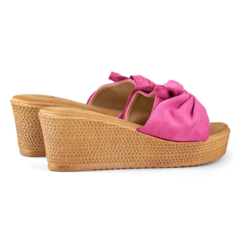 Women's fuchsia slippers on a comfortable wedge heel pink 1