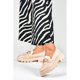 Women's beige loafers made of eco-leather 2