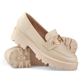 Women's beige loafers made of eco-leather 1