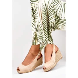 Women's beige suede wedge espadrilles 1