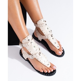 Beige gladiator flip flops with jets from Shelovet 1