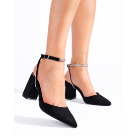 Black suede heel pumps from Shelovet 1
