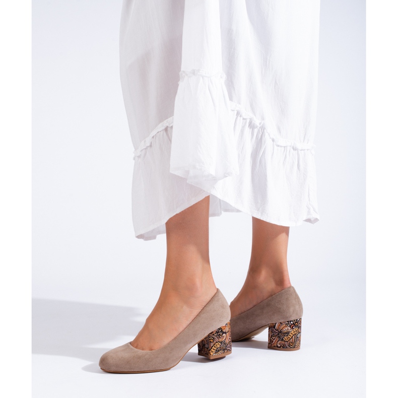 SHELOVET Beige suede low heel pumps from Sheovet 2