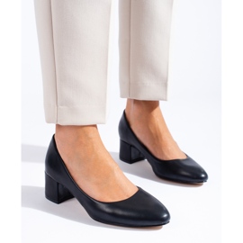 Classic women's black Shelovet low heel pumps 1