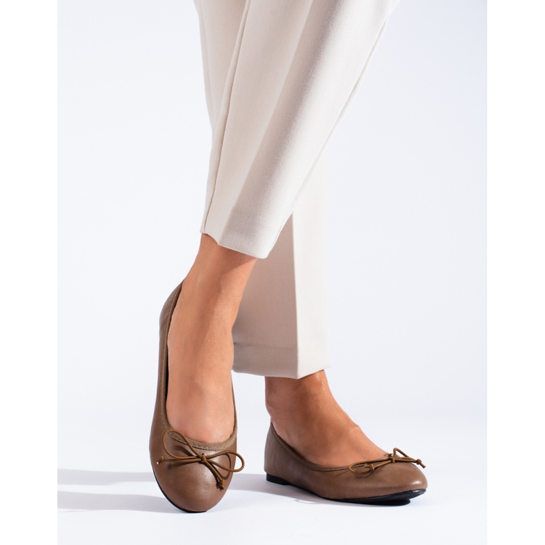 Women's brown ballerinas with a Shelovet bow 1 Women's brown ballerinas with a Shelovet bow 1