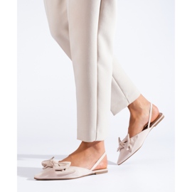 Suede beige ballerinas with a bow from Shelovet 1