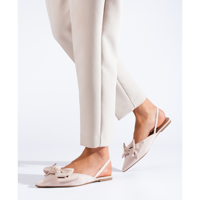 Suede beige ballerinas with a bow from Shelovet 1