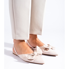 Suede beige ballerinas with a bow from Shelovet 2