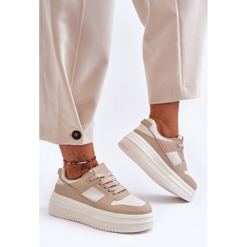 FJ1 Women's Sports Shoes On A Massive Platform Beige Belisso 1