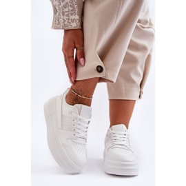 FJ1 Women's Leather Sports Shoes On A Massive Platform White Belisso 1