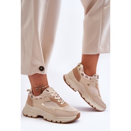 PM1 Lace-Up Trainers Beige Platform Escape 2
