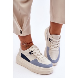 FJ1 Women's Sports Shoes On A Massive Platform White And Blue Gemma 2