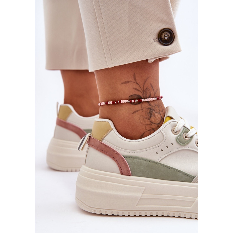 FJ1 Women's Sports Shoes On A Massive Platform Multicolored Gemma white 2