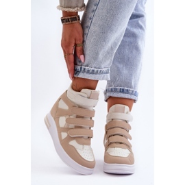 PE1 Women's Hidden Wedge High Trainers Beige Inari 1