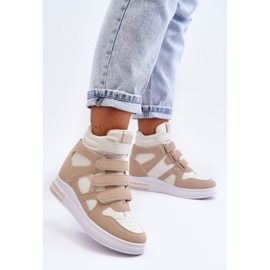 PE1 Women's Hidden Wedge High Trainers Beige Inari 2