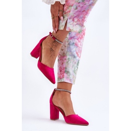 Suede Pumps With Zirconia Fuchsia Diamond pink 1