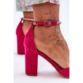 Suede Pumps With Zirconia Fuchsia Diamond pink 2