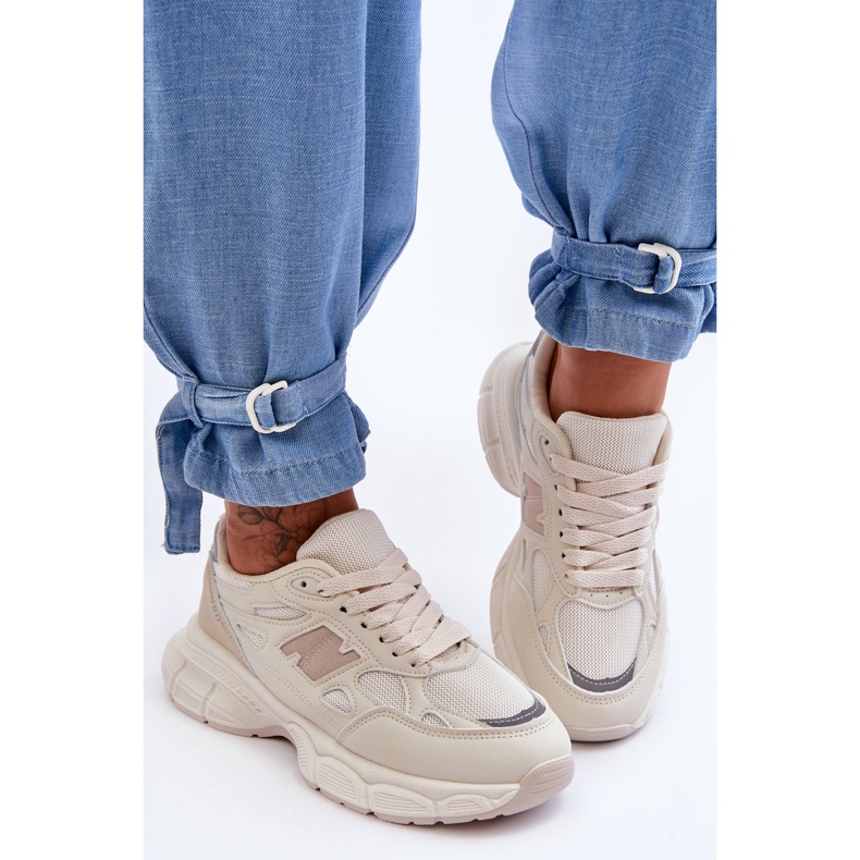 FG2 Fashionable Women's Mesh Sports Shoes Beige Venice 1