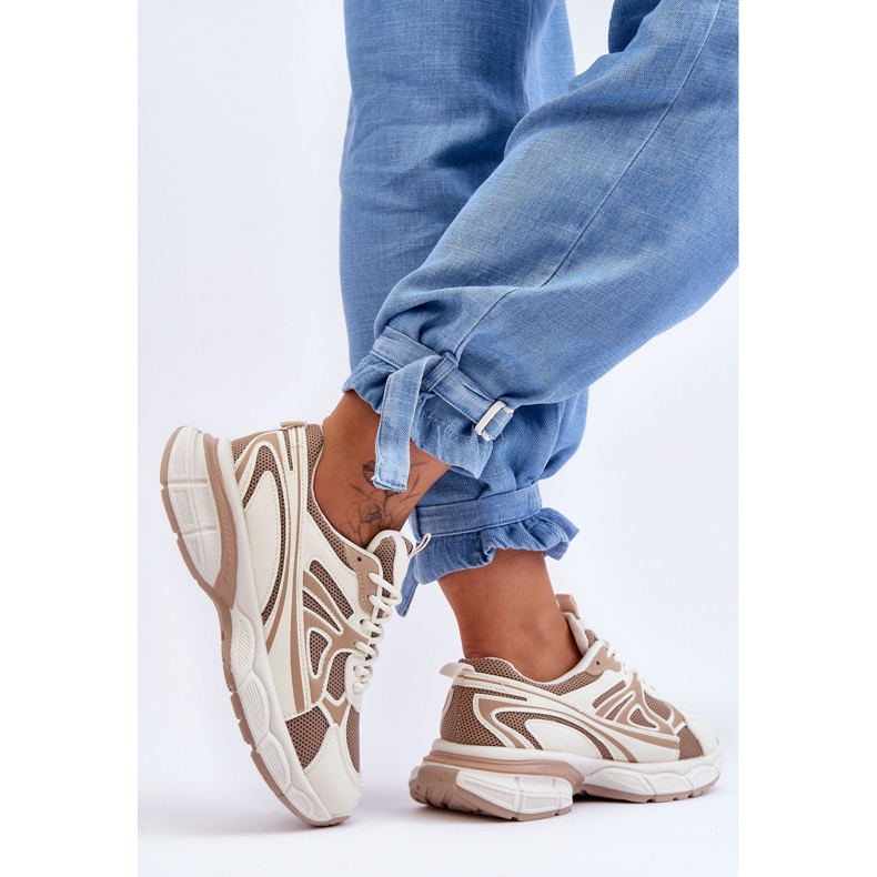 FG2 Women's Lace-up Sports Shoes Beige Emare 2