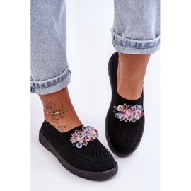 PM1 Women's Slip-on Sneakers With Stones Black Simple 2