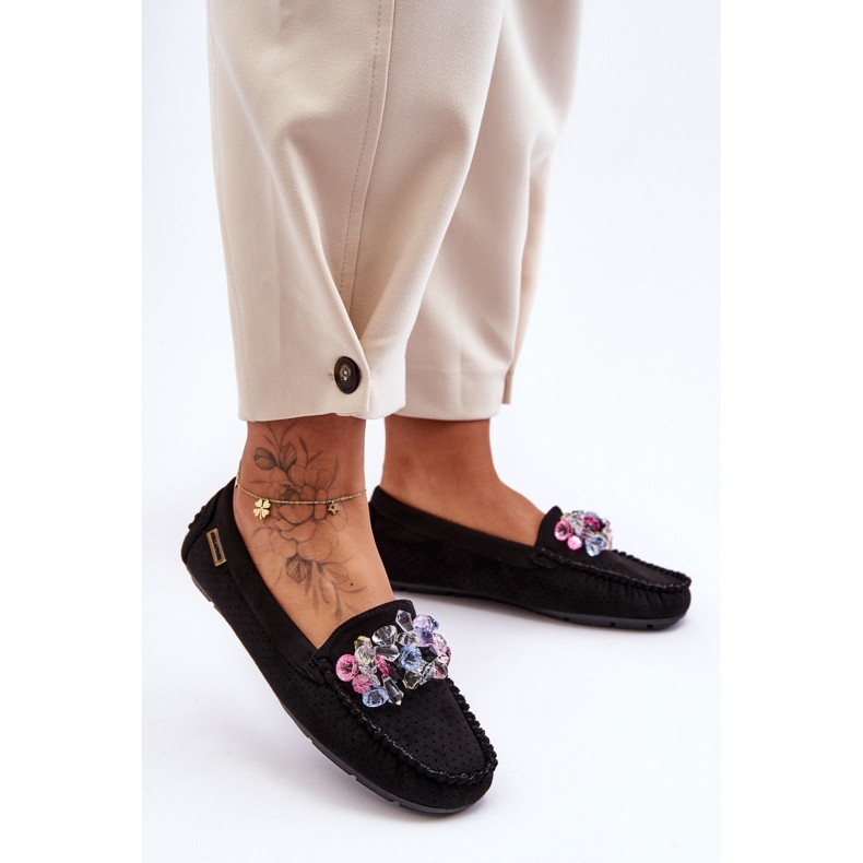 PM1 Fashionable Suede Loafers With Ornaments Black Delima 1 PM1 Fashionable Suede Loafers With Ornaments Black Delima 1