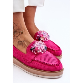 PM1 Women's Platform Loafers With Stones Fuchsia Elonore pink 2