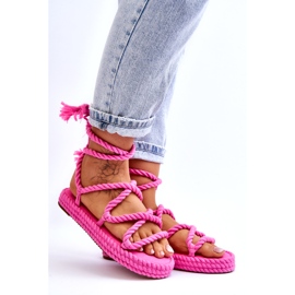 Tied Sandals On A Massive Platform Pink Can't Wait 7