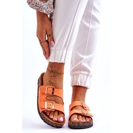 Women's Slip-On Flip-Flops With a Cork Sole, Orange 1